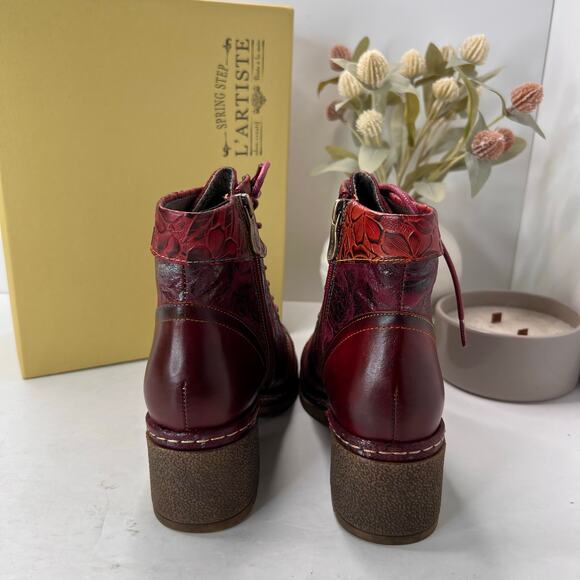 L'Artiste by Spring Step Fallinluv Leather Boot Bordeaux Multi Women 5.5-6 NWB - Picture 4 of 11